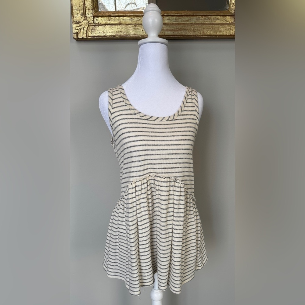 Striped Sleeveless Peplum Top